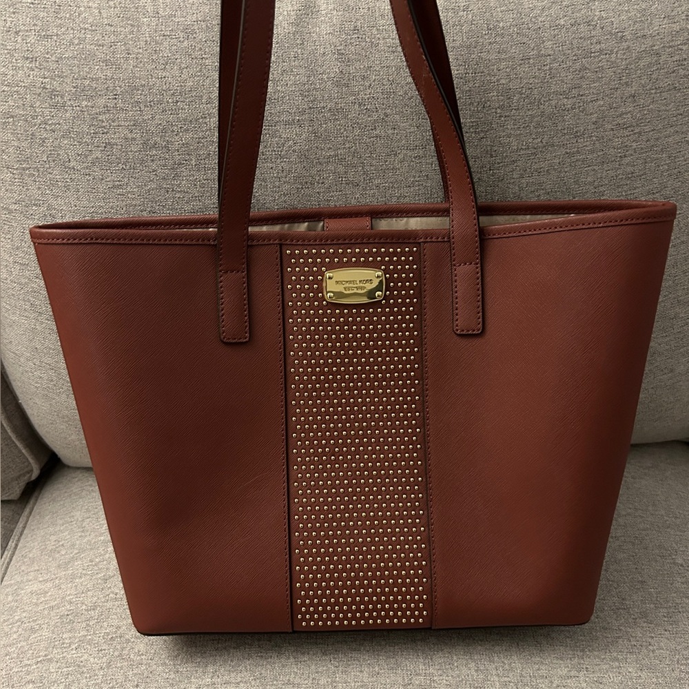 Michael Kors Shoulder Bag - Red with Gold Studs